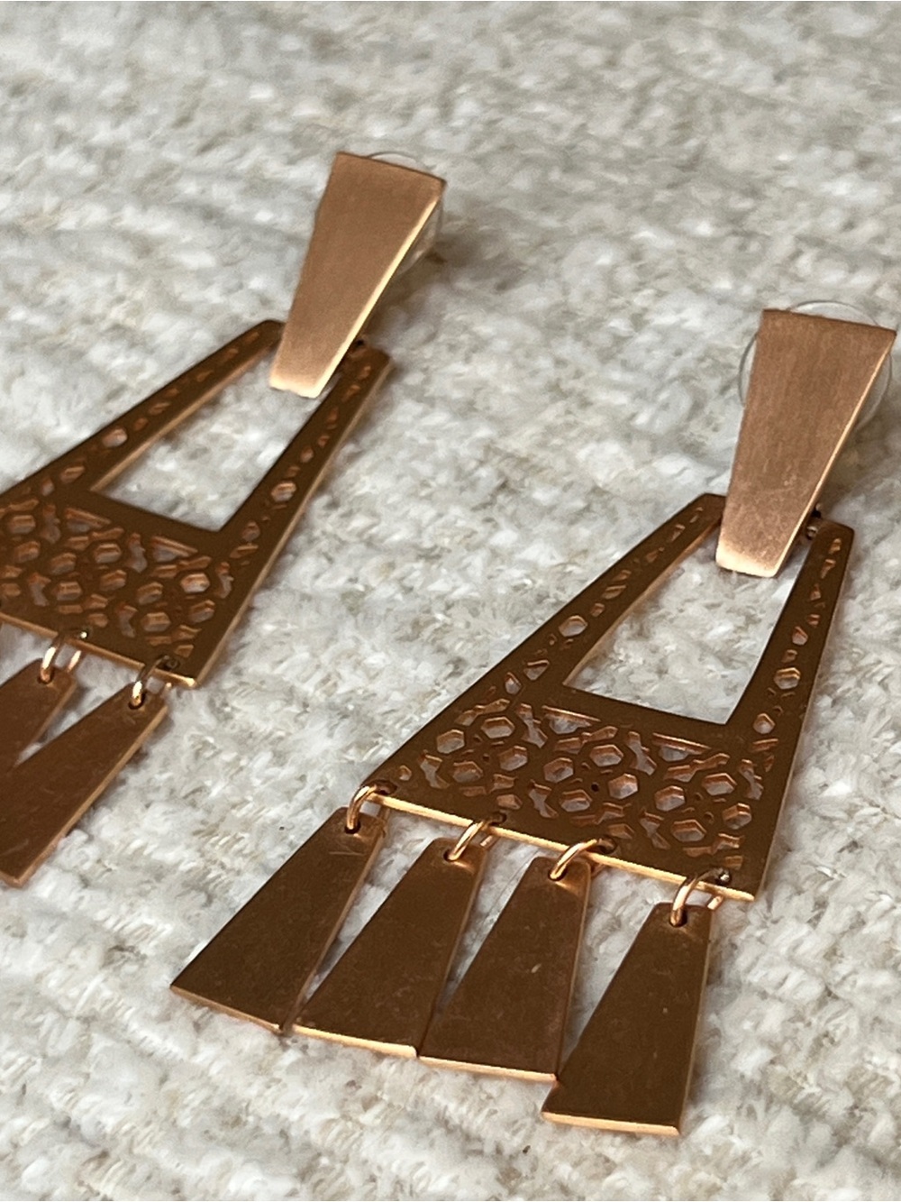 Kendra Scott Rose Gold Geometric Tassel Drop Earrings